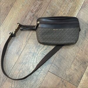 Michael Kors Dark Brown Patterned Belt Bag